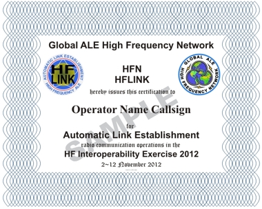 HFIE HF Interoperability Exercise 2012 - Sample Certificate
