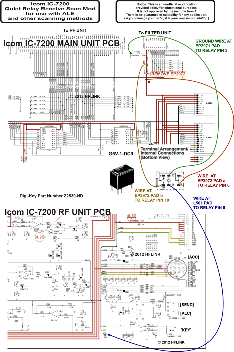 Icom IC-7200 Quiet Relay Receive Scan Mod